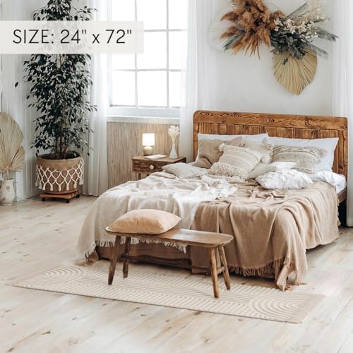 Beautiful 2x6 ft Boho Runner Rug with Tassels - Soft Cotton for Hallway