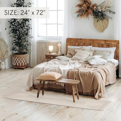Beautiful 2x6 ft Boho Runner Rug with Tassels - Soft Cotton for Hallway