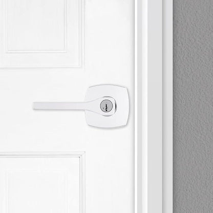 Kwikset Tripoli Lever Entry Door Handle with Lock and Key, Secure Keyed Reversible Lever Exterior, Doorlock, For Front Entrance and Bedrooms, Polished Chrome, Pick Resistant Smartkey Rekey Security