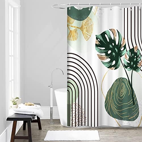 Boho Green Shower Curtain with Hooks for Bathroom 6072 Inch