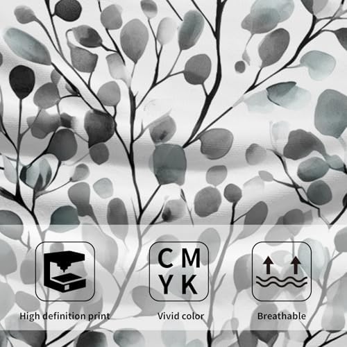 Grey Leaves Hand Towels Set of 2, 14x28 Inch Botanical Boho Gray Green Plant Leaf Absorbent Soft Fingertip Face Tea Towel Cloth for Kitchen Bathroom Gym Hotel Decor
