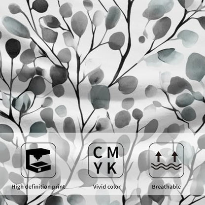 Grey Leaves Hand Towels Set of 2, 14x28 Inch Botanical Boho Gray Green Plant Leaf Absorbent Soft Fingertip Face Tea Towel Cloth for Kitchen Bathroom Gym Hotel Decor
