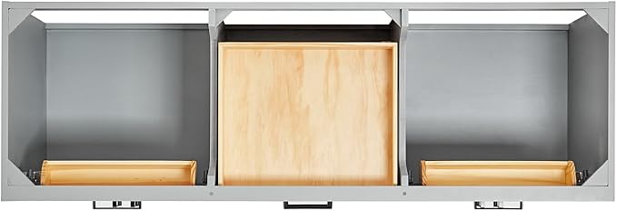 ARIEL Hepburn 66-inch Bathroom Vanity Base Cabinet,Solid Wood, 4 Soft Closing Doors, 6 Dovetail Drawers, Grey