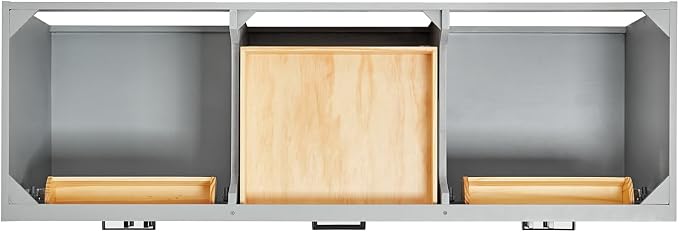 Isabella 66" Grey Double Bathroom Vanity, 1.5" Pure White Quartz Countertop, Rectangular Undermount Sinks, 4 Soft Closing Doors, 6 Dovetail Drawers