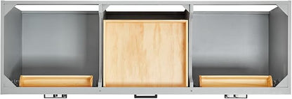 Isabella 66" Grey Double Bathroom Vanity, 1.5" Pure White Quartz Countertop, Rectangular Undermount Sinks, 4 Soft Closing Doors, 6 Dovetail Drawers