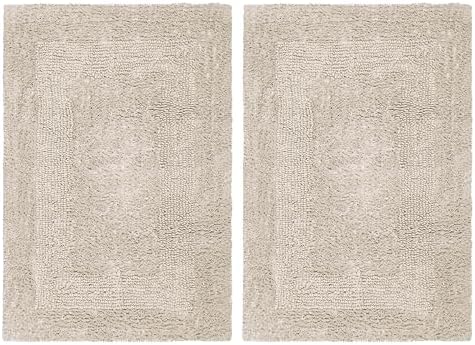 COTTON CRAFT 2 Pack Reversible Bath Mat - Soft Plush Bath Rug -17x24- Linen