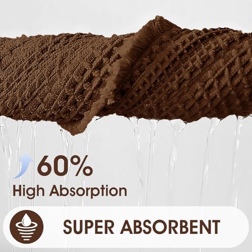 Waffle Bath Mat, Boho Woven Modern Bath Rug Absorbent Non Slip, Ultra Soft Bathroom Mats, Machine Washable Knit Bath Rugs with Border for Bathroom, Bedroom, Kitchen, Shower, Tub, 36"x24", Brown