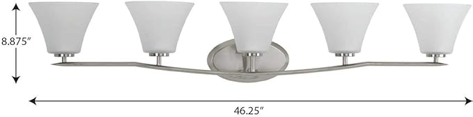 Progress Lighting P2016-09 Bravo 5-Lt. Bath and Vanity Fixture with Etched glass shades,Brushed Nickel