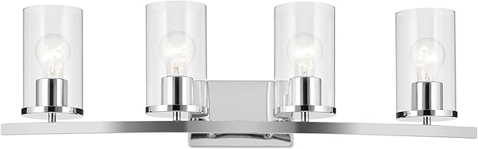 Kichler Crosby 31.25" 4-Light Vanity Light with Clear Glass in Chrome, for Bathroom, (31.25 x 8.75), 45498CHCLR