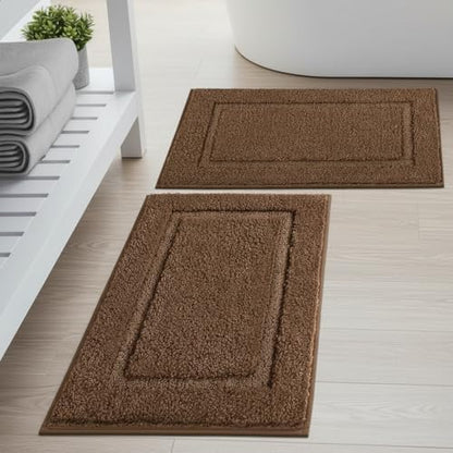SHACOS Soft Microfiber Dark Brown Bathroom Rugs Sets 2 Pieces 32x20 inch
