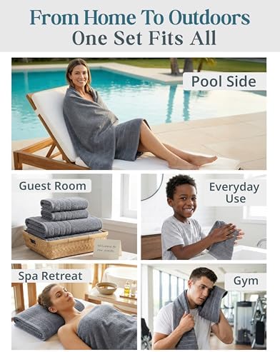 Casa Platino Towel Set Soft Absorbent Quick Dry 100% Cotton - Cool Grey