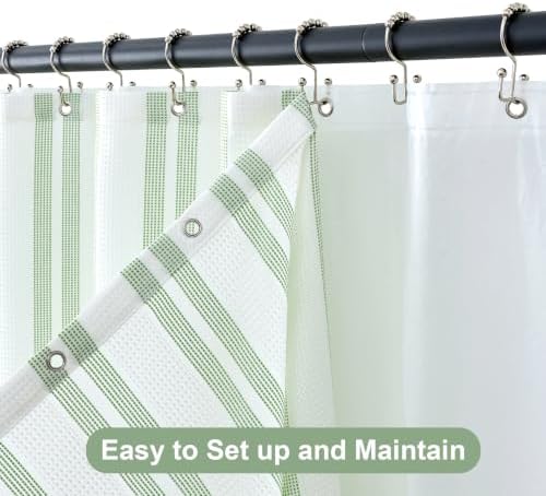 ORTIGIA 3 in 1 Waterproof Shower Curtain PEVA Liner Set 72x72 Inch,Green