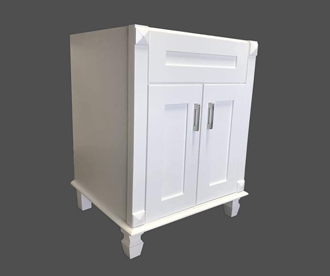 New white shaker Single-sink Bathroom Vanity Base Cabinet 24" W x 21"D x 32" H