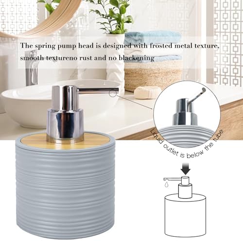 CERBIOR Bamboo Bathroom Accessories Set 6 Piece Spiral Bath Ensemble,Grey