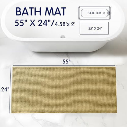 SUBRTEX Bathroom Rugs Chenille Bath Rug, Soft Short Plush Bath Mat, Water Absorbent Shower Mat, Quick Dry Machine Washable(Yellow, 24" x 55")