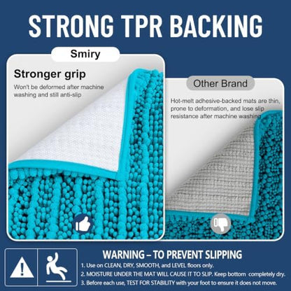 Smiry Bathroom Rugs 24X16, Extra Soft Rubber Backing Chenille Bath Mats