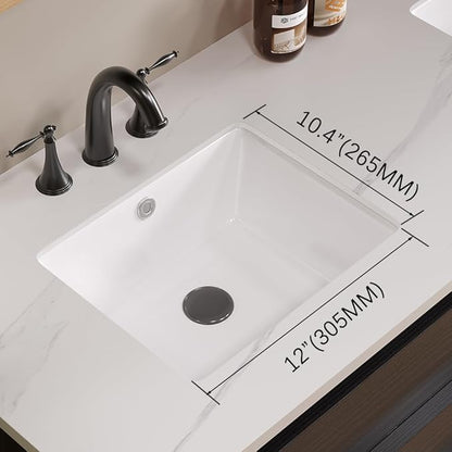 14in Undermount Bathroom Sink Rectangular, 14" x12.6" Small Vessel Sink Rectrangle Undermount Bathroom Sink White Ceramic Lavatory Vanity Vessel Sink with Overflow