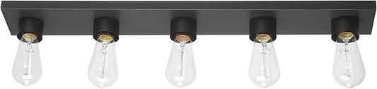 Globe Electric 5-Light Vanity Light, Matte Black, Modern Glam, Bathroom Fixture, Horizontal Vertical Mount, 52088