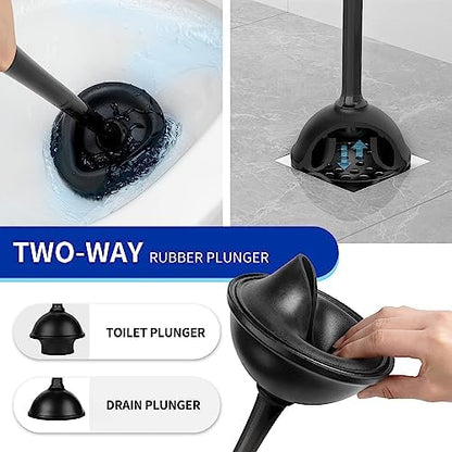 MR.SIGA Toilet Plunger and Brush with Holder for Toilet Cleaning, Black