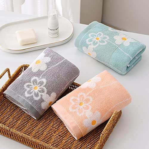 YiLUOMO Flower Pattern Grey Hand Towels 100% Cotton Ultra Absorbent Hand Towels for Bathroom(2 Pieces, 13" X 29")