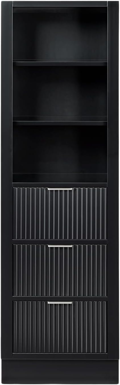 ARIEL Milan Bathroom Storage Cabinet 65”H x 20”W x 16”D Black