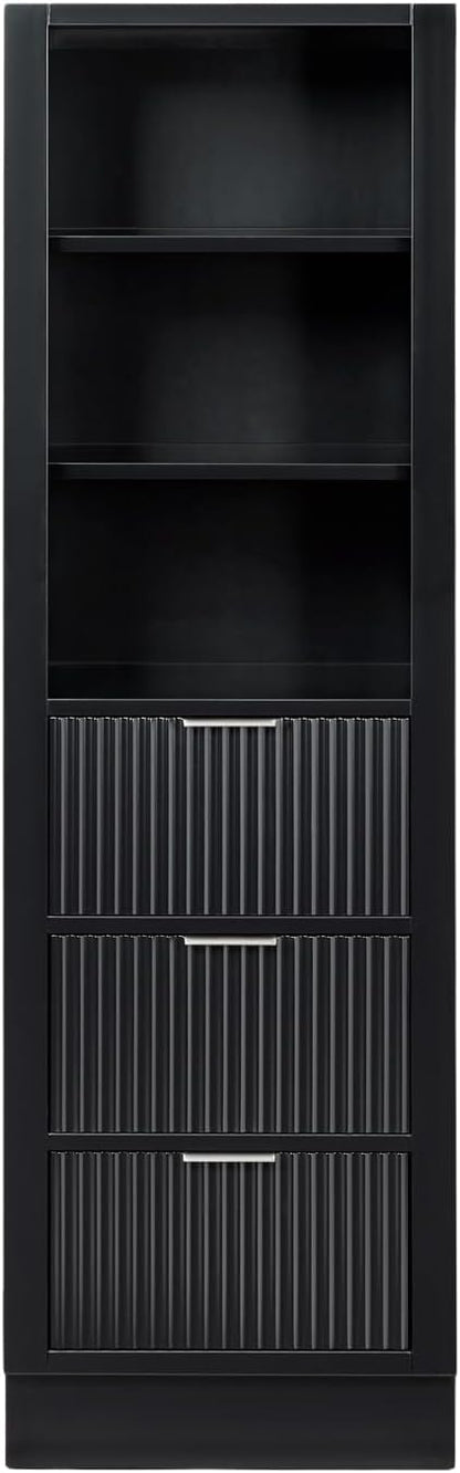ARIEL Milan Bathroom Storage Cabinet 65”H x 20”W x 16”D Black