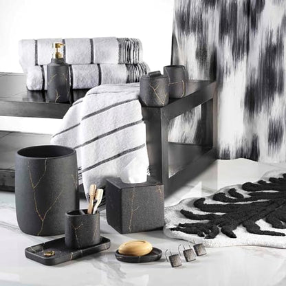 Nicole Miller - Towels, 4pc Soft & Absorbent Towel Set, Dorm Room Essentials (Syndey Collection, White/Black)