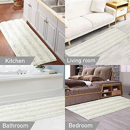 Turquoize Bathroom Runner Rug 17"x47", Soft Absorbent Chenille Bath Rug