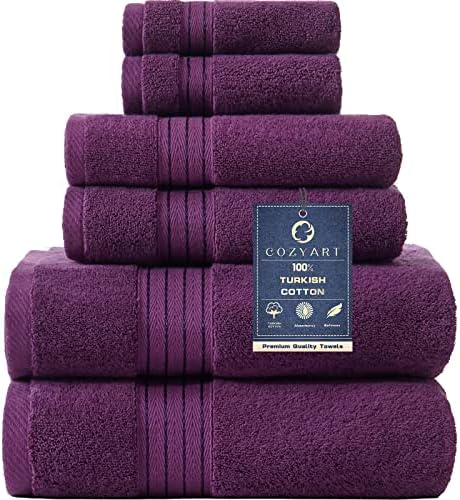 COZYART Purple Bath Towel Set for Bathroom Soft Absorbent Durable 650 GSM Turkish Cotton Towel Sets of 6, 2 Large Bath Towels, 2 Hand Towels, 2 Washclothes