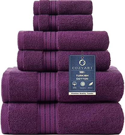 COZYART Purple Bath Towel Set for Bathroom Soft Absorbent Durable 650 GSM Turkish Cotton Towel Sets of 6, 2 Large Bath Towels, 2 Hand Towels, 2 Washclothes