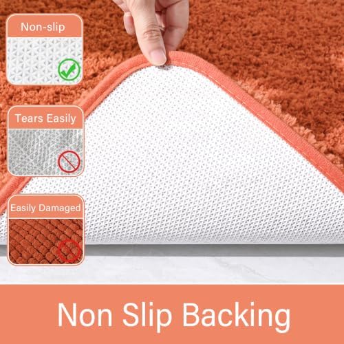 LOCHAS Bathroom Rugs 36x24 Inch, Microfiber Bath Rug Non Slip, Burnt Orange
