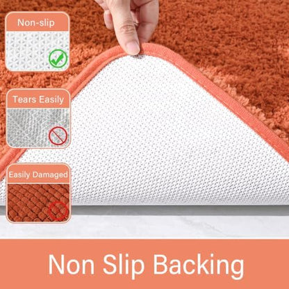 LOCHAS Bathroom Rug Runner 24x70 Inch, Bath Rugs Non Slip, Burnt Orange