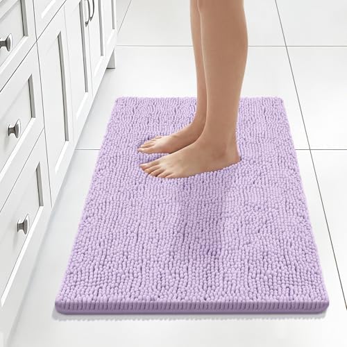 Bcoimo Bath Rug Mat,Chenille Extra Soft Lavender Bathroom Floor Shower Mats