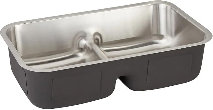 Signature Hardware 447792 Calverton 32" Undermount 50/50 Double Basin Stainless Steel Kitchen Sink | Stainless Steel - Stainless Steel