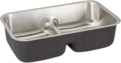 Signature Hardware 447792 Calverton 32" Undermount 50/50 Double Basin Stainless Steel Kitchen Sink | Stainless Steel - Stainless Steel