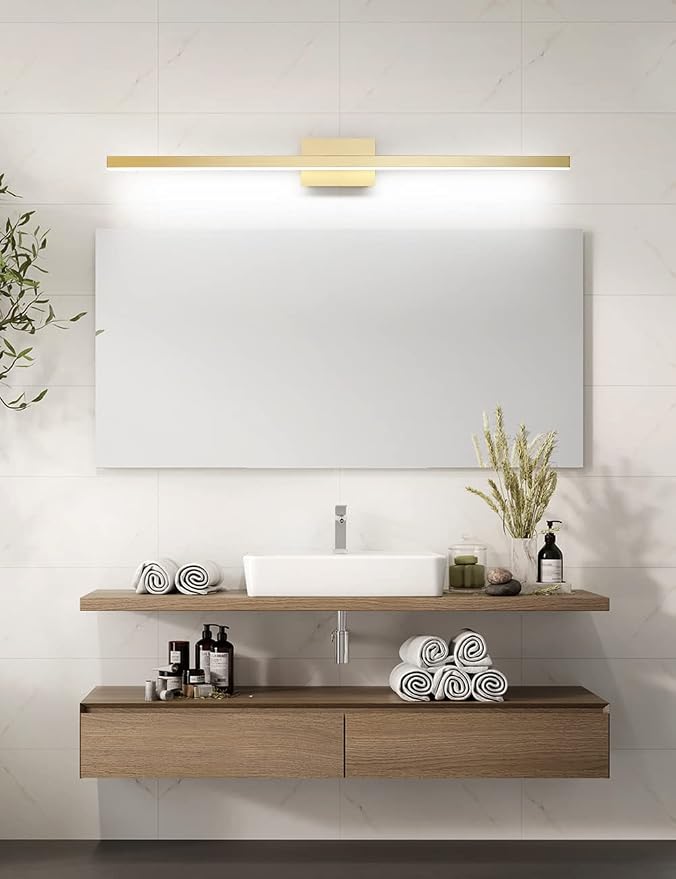 Joossnwell Gold Vanity Lights Bar 47.2 inch Modern LED Bathroom Light Fixtures Wall Lighting Over Mirror 30W Cold Light 6000K