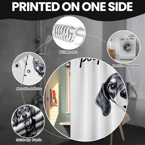 Small Stall Shower Curtain Rv Cute Dog, 48 x 72 Inchs