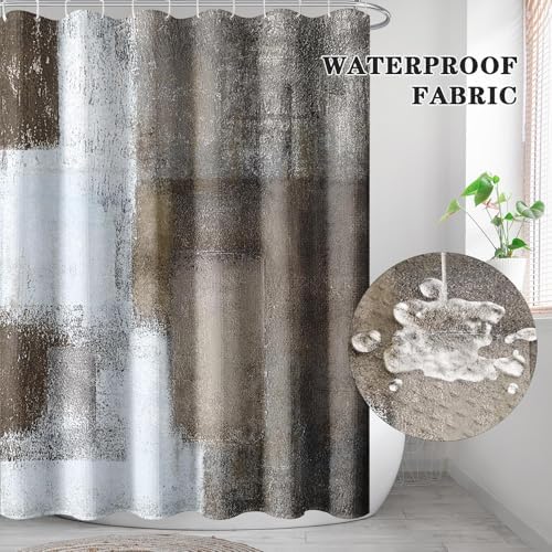 Shower Curtain Set, for Bathroom Decor 72" x 72", Abstract Brown