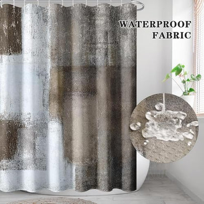 Shower Curtain Set, for Bathroom Decor 72" x 72", Abstract Brown