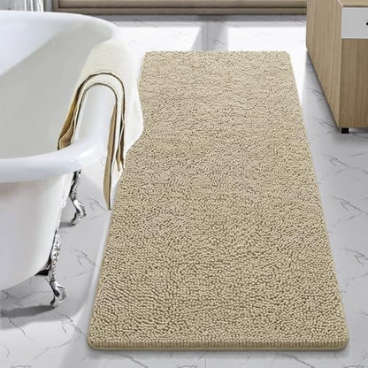 LOCHAS Luxury Bathroom Rug Shaggy Bath Mat 24 x 54 Inch, Beige