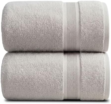 Luxury Bamboo Rayon Oversized Bath Towel Set | 2-Pack | Ultra Soft | Grey
