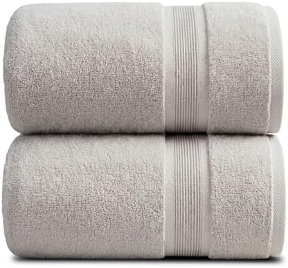 Luxury Bamboo Rayon Oversized Bath Towel Set | 2-Pack | Ultra Soft | Grey