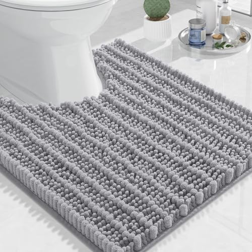 Arotive Toilet Rugs U-Shaped 24x24, Soft Absorbent Chenille Shaggy Bath Mat