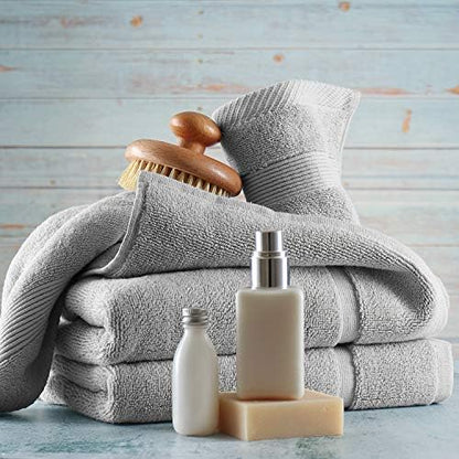 Hearth & Harbor Bath Mat Towels - 100% Ring Spun Cotton Luxury Bath Mat Floor Towels - Ultra Soft & Highly Absorbent Bath Towels Set of 4 - Gray