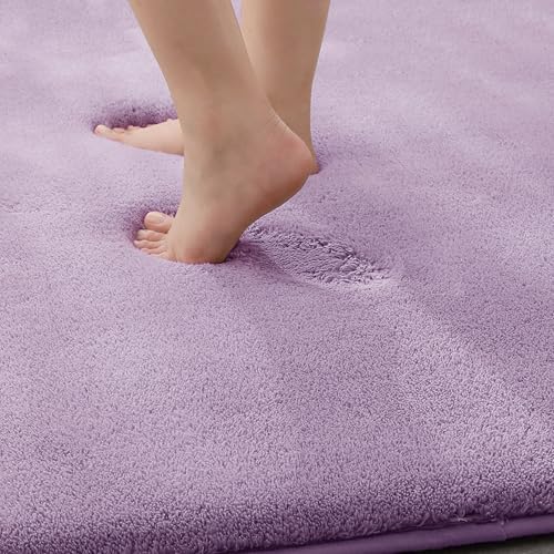MINIDEAR Bathroom Rugs 24x17 Purple - Thick Memory Foam Bath Mat, Ultra Soft & Plush Fluffy, Non-Slip, Quick Dry, Absorbent Washable Floor Microfiber Mat for Tub, Home Decor Accessories