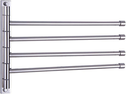 GERZWY Wall Mount Bath Towel Rack with 4 Arms Hanger Towel Holder Bathroom Swing Arm Towel Bars Organizer Polished Stainless Steel HYG04-JG