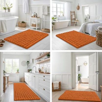 Smiry Bathroom Rugs 30X20, Extra Soft Rubber Backing Chenille Bath Mats
