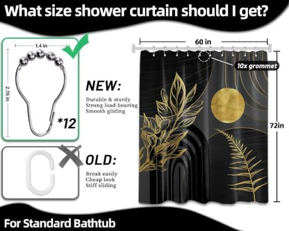 Black and Gold Shower Curtain, 60X72 in, Mid Century Modern Cool