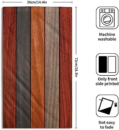 Orange Brown Wood Hand Towels Set of 2,Fall Rustic Wooden Plank Soft Absorbent Fingertip Towels Face Towels for Bathroom, Spa, Gym, Yoga, 28 x 14 Inch Thanksgiving Farmhouse Decor