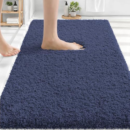 OLANLY Microfiber Bathroom Rugs 30x20, Soft Highly Absorbent Bath Mat, Navy